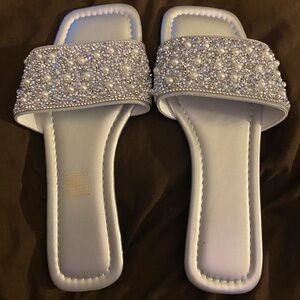 SHEIN Silver Sparkling Slide Sandals